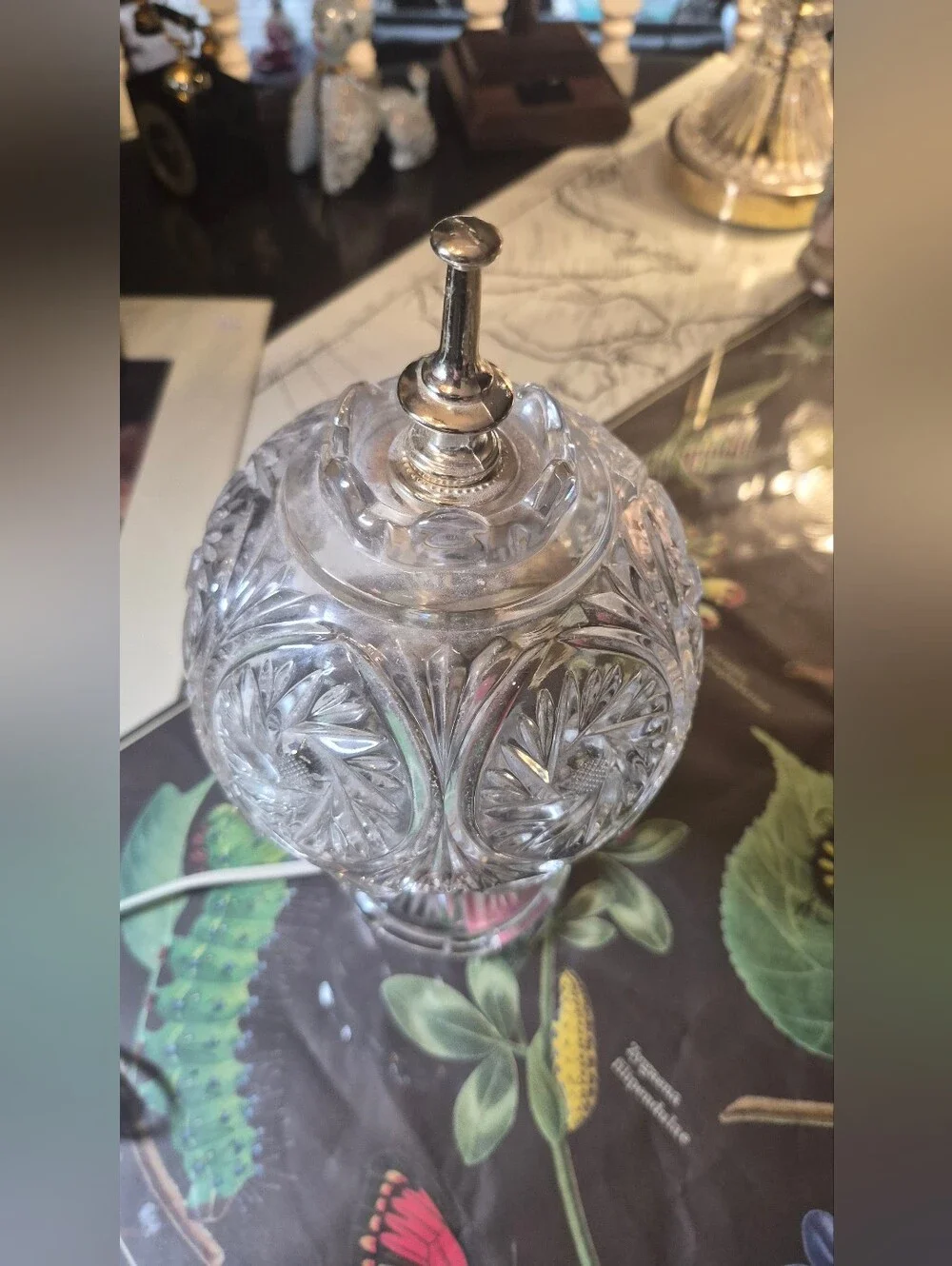 Clear Glass Pressed Table Lamp - Elegant Patterned Home Accent VINTAGE
